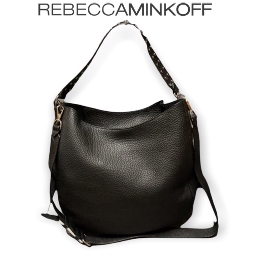 Rebecca Minkoff Black Pebbled Hobo with Studded Strap
